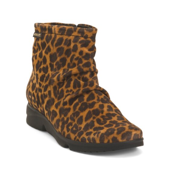 MEPHISTO Leopard Nubuck Leather Rezia Booties - Picture 1 of 2